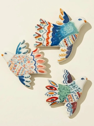 Брошь ручной работы Полина Гузеева «Птичка», сине-зелёная, фарфор, фото 8.