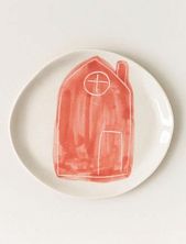 Тарелка ручной работы «Розовый домик», 17 см