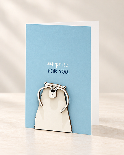 Открытка BOE с деревянными элементами «Surprise for you», открывающаяся, фото 2.