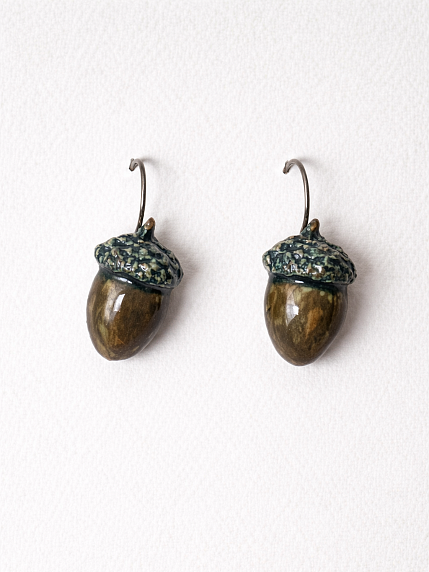 Серьги Elizabeth Madar Жёлуди, керамика, зелёные, фото 2.