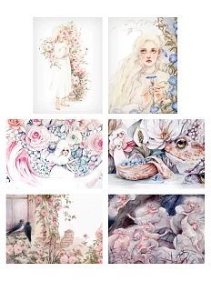 Набор открыток с иллюстрациями Викторовой Оксаны №10, 6 шт.