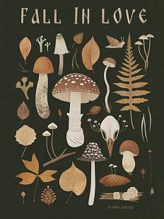 Открытка «Fall in love», черная, Дворникова Александра