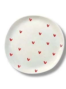 Тарелка ручной работы «Сердечки», белая, 18 см