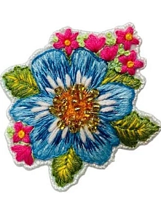 Брошь с ручной вышивкой «Цветочек», разноцветная