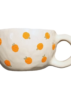 Кружка ручной работы Малёма с росписью Мандаринки, керамика, 300 мл