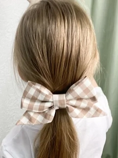 Бант БУКА «Миндальное печенье», на заколке , M, бежевый