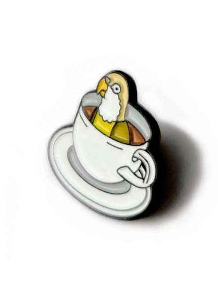 Металлический пин WAF WAF «Кофейный попугай», фото 2.