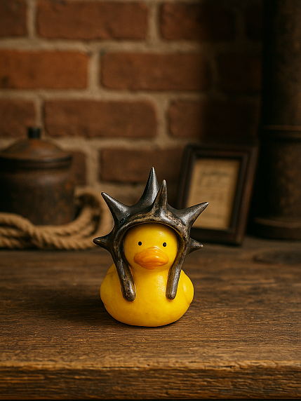 Керамическая фигурка Уточка в шляпе с рожками, фото 3.