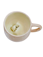 Кружка ручной работы с фигуркой внутри Бегемотик, розовая, керамика, 400мл