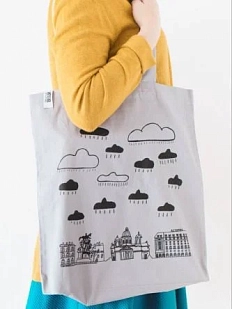 Сумка шоппер «Серые облака над городом», серый