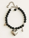 Браслет черный с камнями и сердцем, превью фото 1