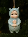 Ёлочная игрушка Ким керамика «Малыш в костюме единорога», голубой, 10 см, фарфор, превью фото 3