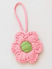 Вязаный обвес «Цветок», розовый, 9 см