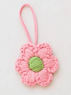 Вязаный обвес «Цветок», розовый, 9 см