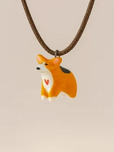 Подвеска ручной работы Боттери керамика с собакой «‎Корги»‎, керамика