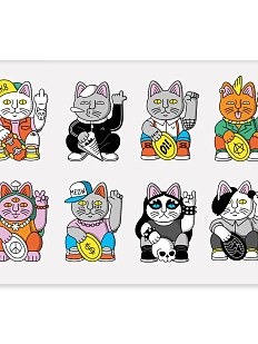 Виниловые стикеры «Андеграунд манеки-нэко»