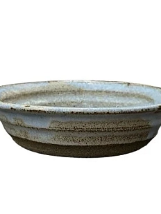 Тарелка с бортиками ручной работы, серо-голубая, керамика, 15 см