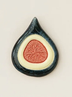 Брошь ручной работы Екатерина Юдо «Инжир», синяя, керамика