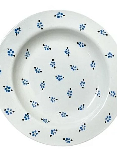 Тарелка ручной работы Slowday Ceramics с голубыми цветочками, керамика, 19 см