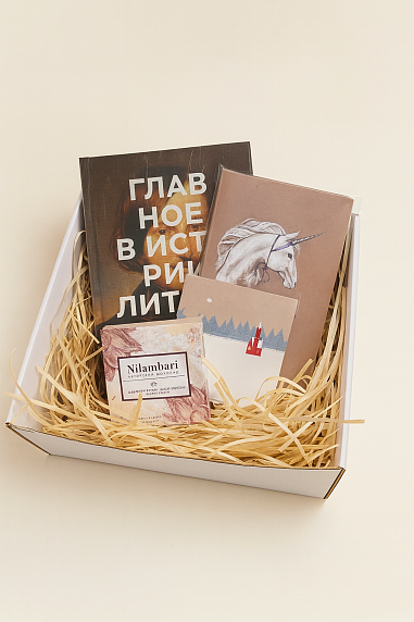 Подарочный набор на Новый год с книгой «Главное в истории литературы» и шоколадом, фото 2.