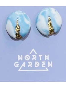 Серёжки-гвоздики круглые из фарфора с позолотой