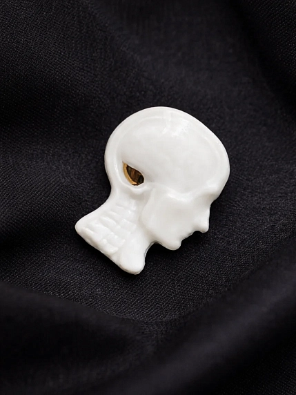 Брошь ручной работы Фарфор Булыгина «Мозг», бело-золотистая, фото 2.