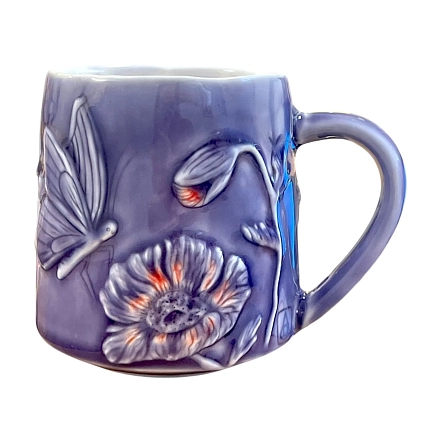 Кружка ручной работы Керамика Александры Пылиной «Бабочка», фиолетовая, фарфор, 430 мл, фото 2.