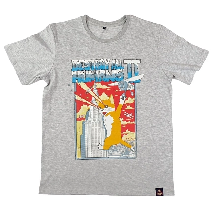 Футболка Barking store «Кэтзилла», М жен., серый, фото 1.