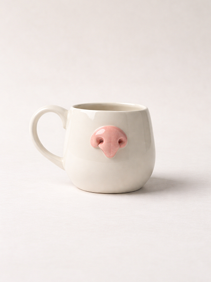 Кружка ручной работы Розовый носик, керамика, 180 мл, фото 1.