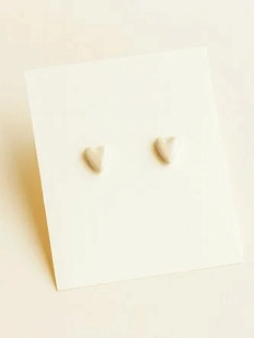 Серёжки-гвоздики Ловетанн керамика «Перламутровые сердечки», полуфарфор