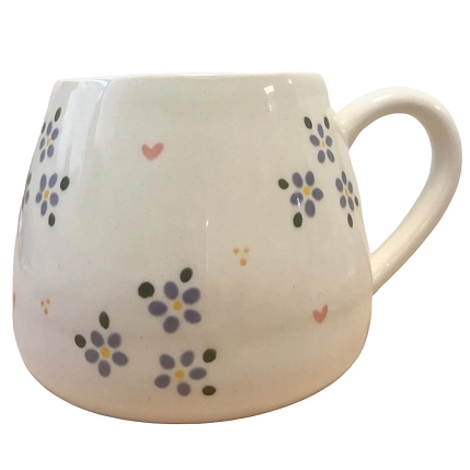 Кружка ручной работы Slowday Ceramics с голубыми цветами и сердечками, полуфарфор, 250 мл, фото 2.