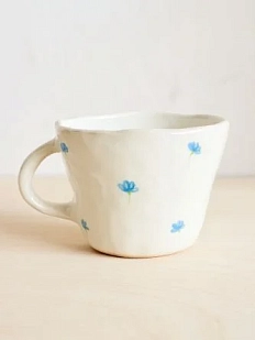 Чашка для чая ручной работы Цветы синие, керамика, 250 мл