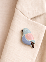 Брошь ручной работы Екатерина Юдо «Птичка», розово-голубая, керамика, превью фото 2