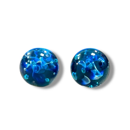 Круглые серьги-гвоздики Керко «Далеко», синие, стекло, фото 1.