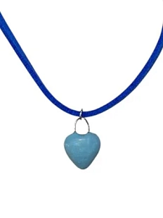 Чокер ручной работы Малёма «Сердечко» на синем замшевом шнурке, керамика