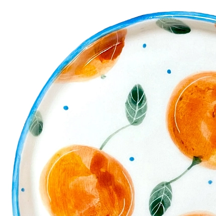 Блюдце ручной работы Чашки и поцелуи «Мандарин», полуфарфор, 13 см, фото 3.