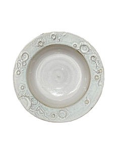 Глубокая тарелка ручной работы с бортиками «Луна», серо-белая, керамика, 300 мл