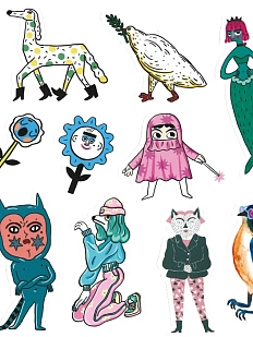 Стикерпак Валя Карнавалова «Пёсель в сапогах и компания», А5, 15 наклеек