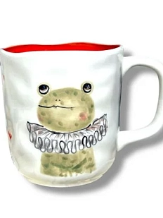 Кружка ручной работы Ким керамика с росписью Лягушка в жабо с сердечками, фарфор, 350 мл
