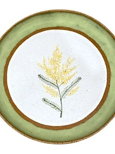 Тарелка ручной работы Мимоза, зелёная, керамика, 21 см