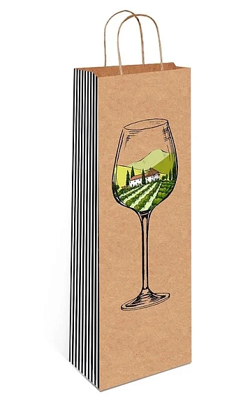Пакет подарочный под бутылку Бокал, фото 1.