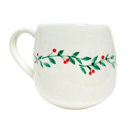 Кружка ручной работы круглая «Остролист», керамика, 250 мл, фото 1.