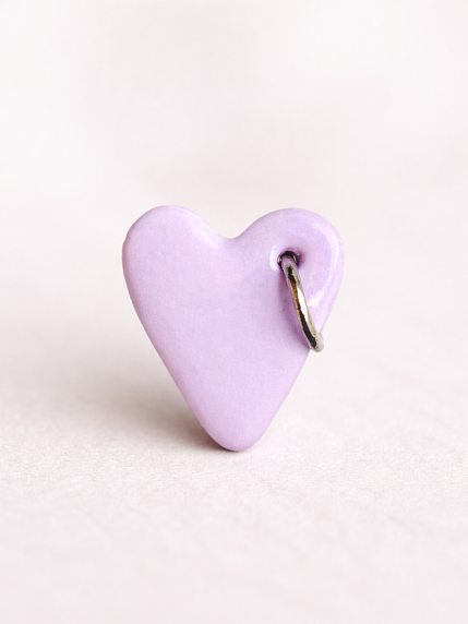 Кольцо ручной работы Радость Рядом Сердечко с кольцом, сиреневое, полимерная глина, незамкнутое, фото 2.