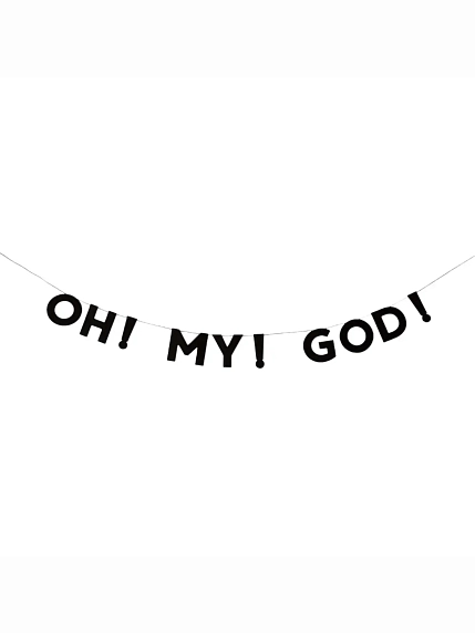 Бумажная гирлянда из букв Tak.sebe.prazdnik «OH! MY! GOD!», чёрная, картон, 240 г/м², фото 1.