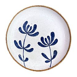Тарелка ручной работы с большим синим цветком, керамика