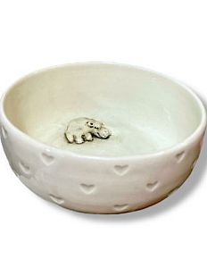 Миска ручной работы с фигуркой внутри Бегемотик, розовая, керамика, 11 см