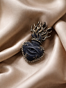 Брошь ручной работы Bulygin «Огненное сердце», фарфор, чёрно-серебристая, превью фото 3