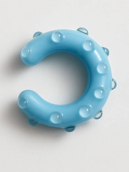 Кафф Лампджой глянцевый, стекло, голубой в горошек, фото 1.