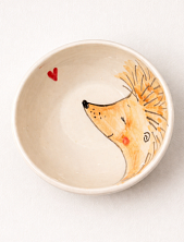 Пиала ручной работы НАДО ЖЕ с росписью «Ёжик», белая, керамика, 10 см