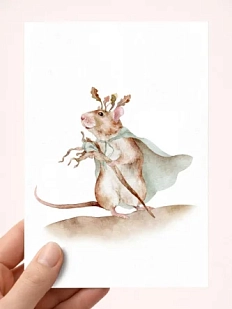 Открытка Наталья Филипович с мышкой «Лесной король», А6